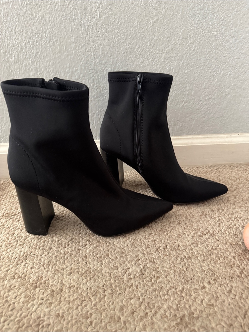 Aldo Black Pointed Toe Zip Ankle Boots